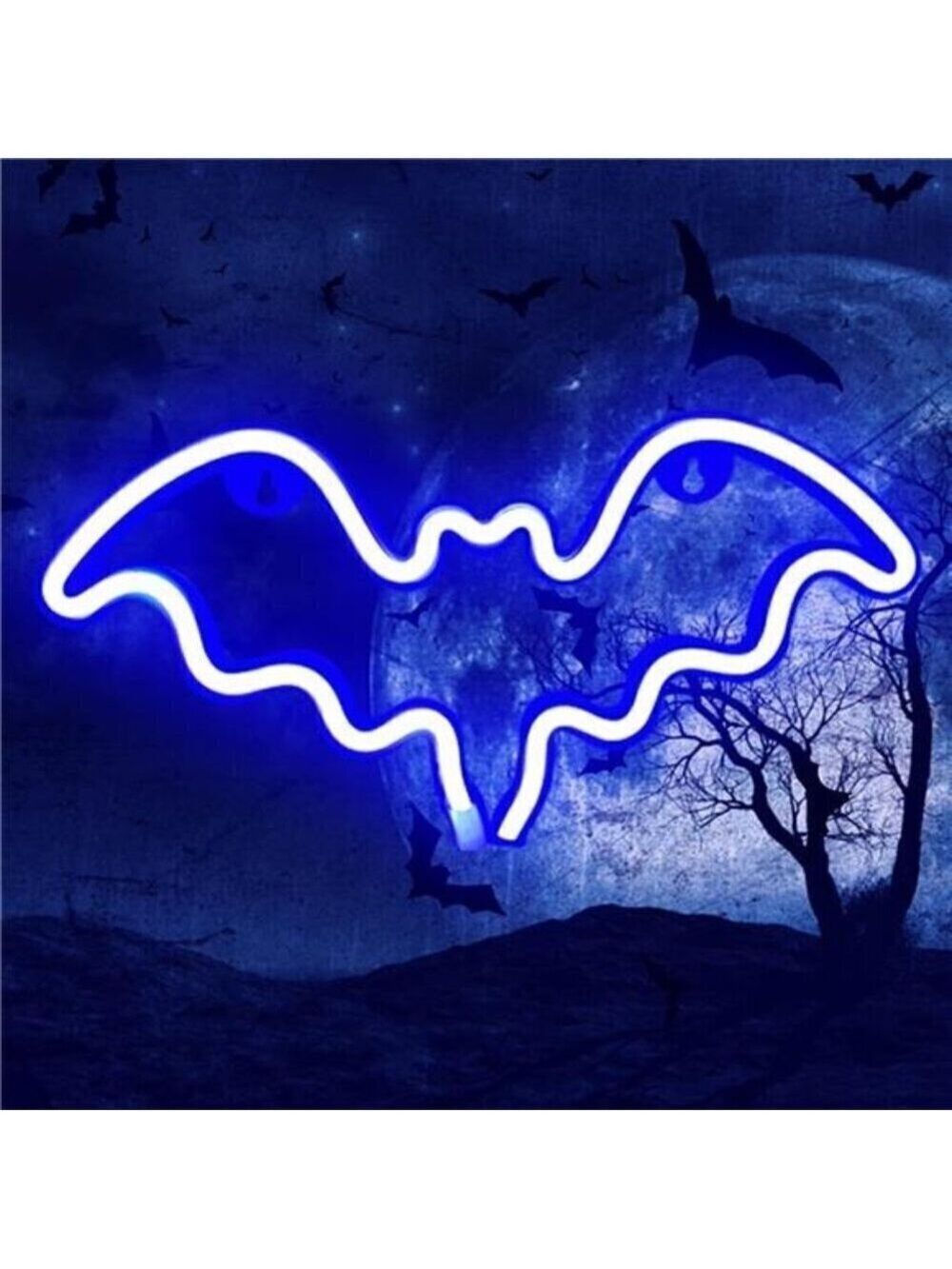 Halloween Bat Neon Sign Decoration LED Light Wall Decor Lamp Party Bar Room NEW